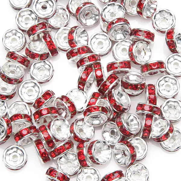 (50 Stück = 1 Los!) AAAA-Qualität 6x3MM Metall Silberbeschichtete Kristall-Strass-Rondell-Abstandsperlen 18 Farben zur Auswahl – Detail 10