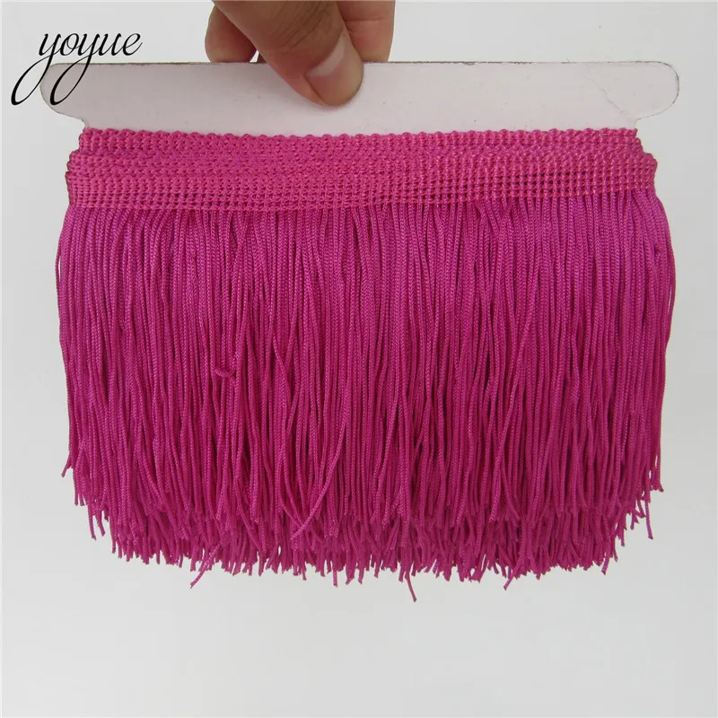 YOYUE 1Yard/lot 10CM Long Lace Fringe Trim Polyester Tassel Fringe Trimming Diy Latin Dress Stage Clothe Accessories Lace Ribbon