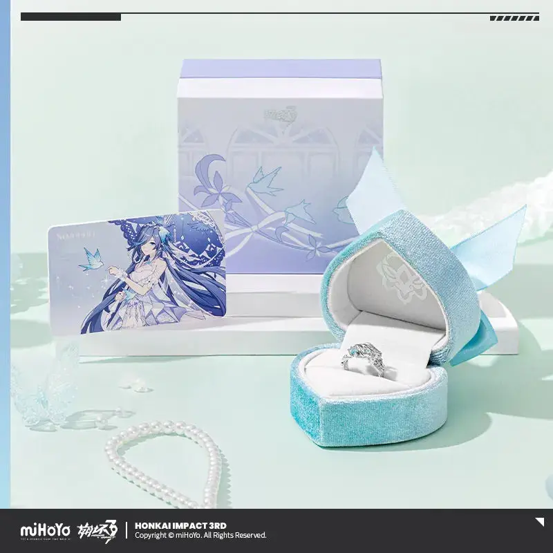 [Original] Anillo Fuka de miHoYo, del juego Honkai Impact 3rd, Fuka, Jardín del Pájaro Azul. ‌ Anillo de juramento, anillo de compromiso, accesorio para cosplay, regalos navideños.