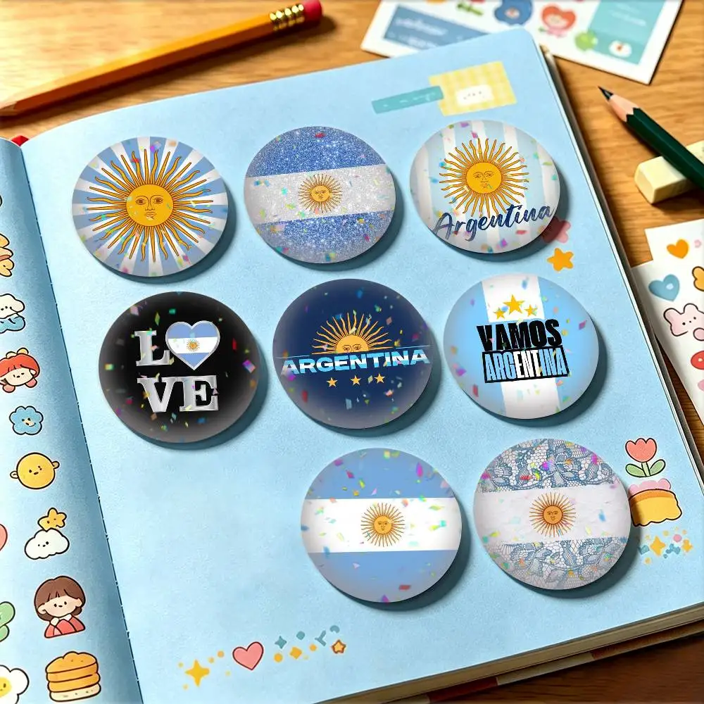 La Albiceleste Argentina Flag 25 32 44 58 75mm Badges Personalized Round Brooches Pins Accessory Gift