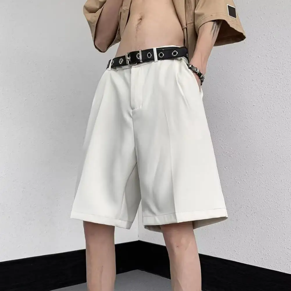 2026 Men Shorts Button Zipper Fly Mid-rise Summer Sport Pants Wide Leg Ultra-Thin Ice Silk Fitness Short Pants