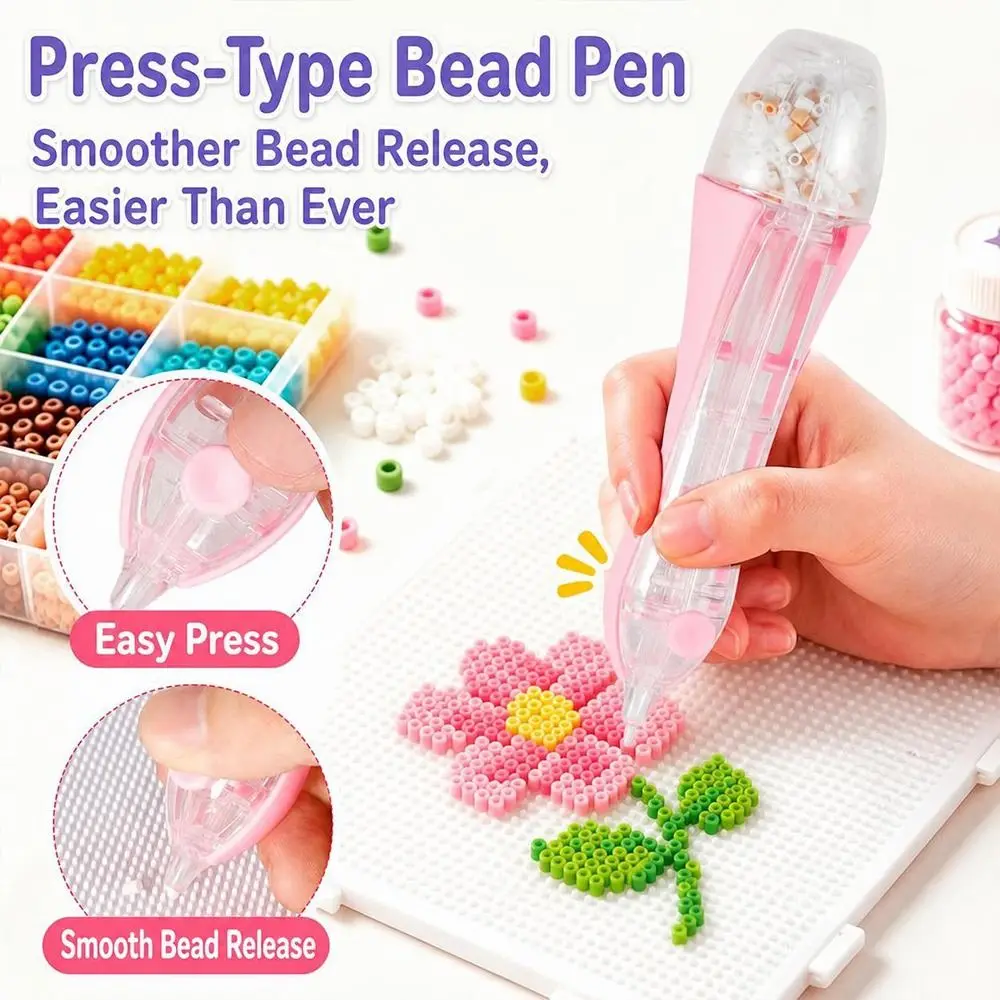 Plastic Fuse Bead Pen Automatic Bead Feeding Press Type Bead Placement Pen DIY Bead Art Sliding Bead Craft Tools for 2.6mm Bead