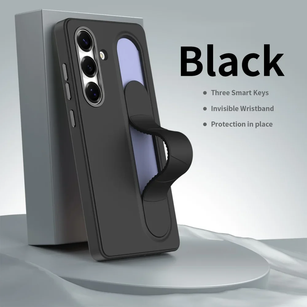 Etui na telefon z zawiasem i silikonowym uchwytem na nadgarstek Clever Control do Samsung Galaxy S25 S24 S26 Ultra, odporne na wstrząsy. — zdjęcie produktu 2