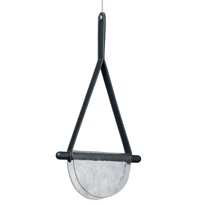 

Postmodern Glass Leather Pendant Light Living Room Bedroom Designer Belt LED Chandelier Bar Counter Clothing Store Decor Fixture