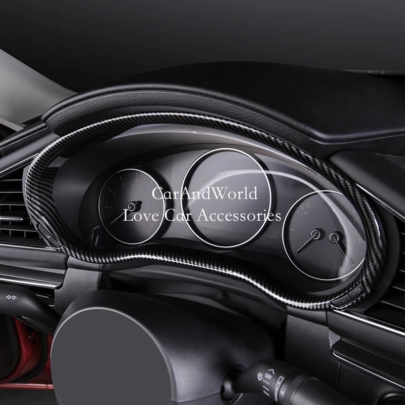 

Carbon Fiber Car Instrument Panel Trims Dashboard Gauge Frame Cover Protector Decorate Accessory For Mazda CX-30 CX30 2020-2025