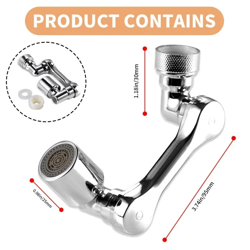 1080° For Home to Rotate Water Tap Nozzle Kitchen Faucet Aerator the Splash Dual Mode Expand 22/24mm Adapter Bubbler Robotic Arm