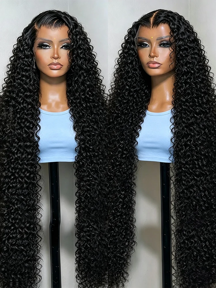 40 46 Inch Jerry Curly Human Hair Wigs 300 High Density HD 13x6 Deep Wave Lace Frontal Wigs Transparent Brazilian Raw Human Hair 13x4 Water Wave Lace Front Human Hair Wigs For Women With Baby Hair Preplucked
