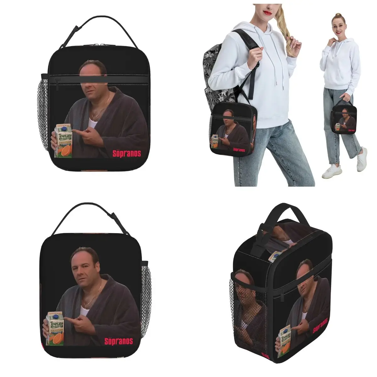 Funny Tony Soprano Holding Orange Juice Merch Insulated Lunch Bag For Outdoor Food Container Reusable Thermal Cooler Lunch Boxes