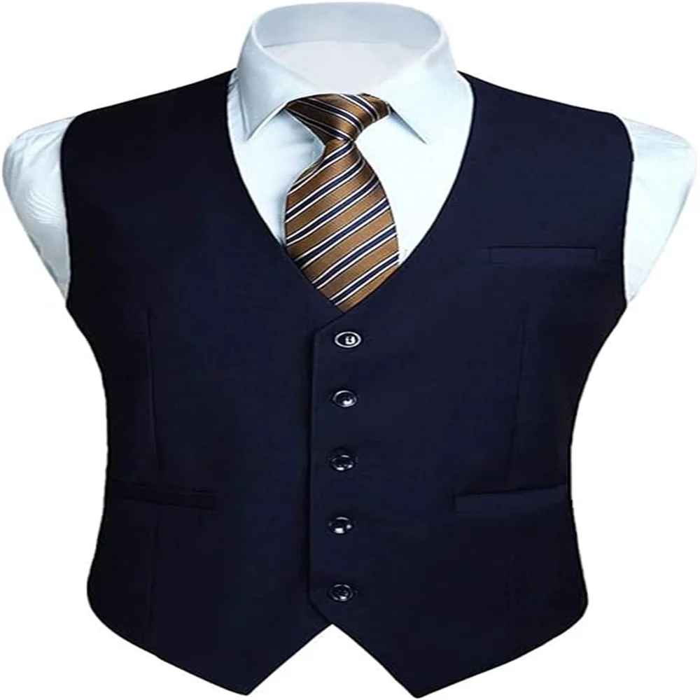 

Men's Formal Suit Vest for Business Casual Wear Slim Fit Adjustable Back