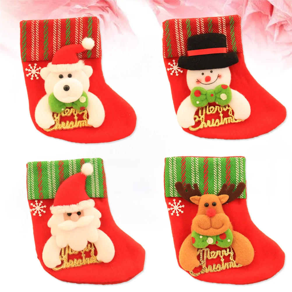 

12Pcs Christmas Stockings Mini Felt Socks Hanging Decorations Xmas Fireplace Door Tree Small Stockings Christmas Decorations