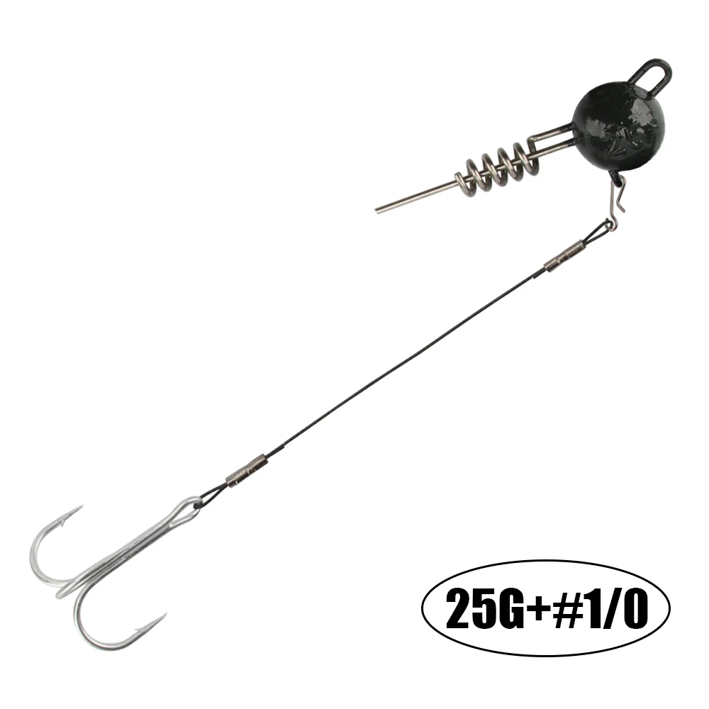 Spinpoler Screwball Jig Head Rig mit Stinger für weiche Angelköder Stahldraht Drillinge perfekt für Hechtbarsch Zander Bass