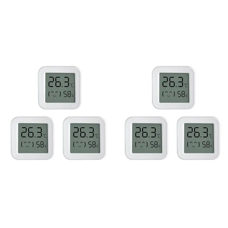 

Датчик температуры и влажности Tuya Zigbee с ЖК-экраном, интеллектуальный мониторинг через приложение, удаленный мониторинг в реальном времени для Alexa/Google Home, 6 шт.-BTFL