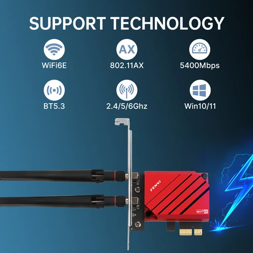 Imagen 2 del producto Adaptador WiFi 6E Bluetooth 5,3 PCIE WiFi RTL8852CE Tri-Band 2,4G/5G/6GHz 5400Mbps tarjeta de red inalámbrica para Win 10/11