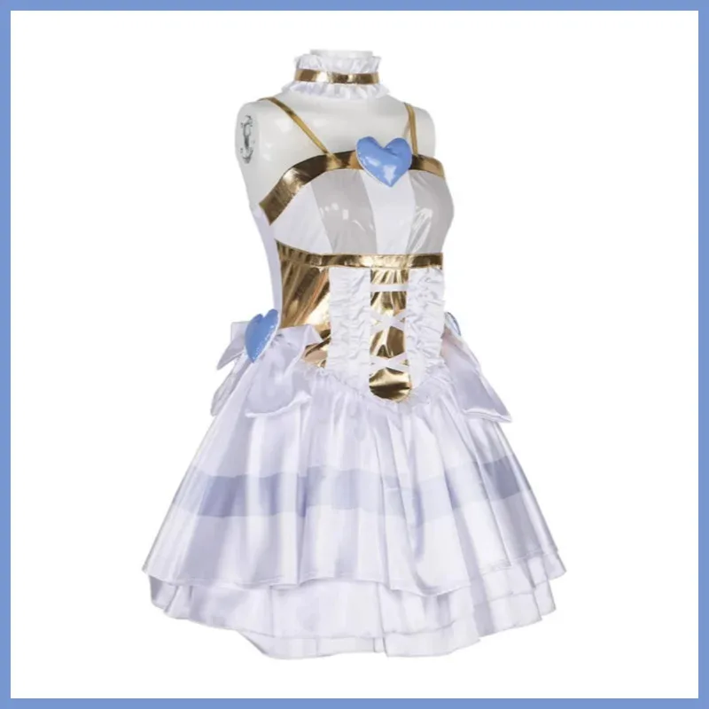 Panty de Anime con medias con cinturón de liga, disfraz de Cosplay de anarquía, vestido de princesa blanco, peluca de ala de Lolita, traje de fiesta Sexy para mujer 5ftu^