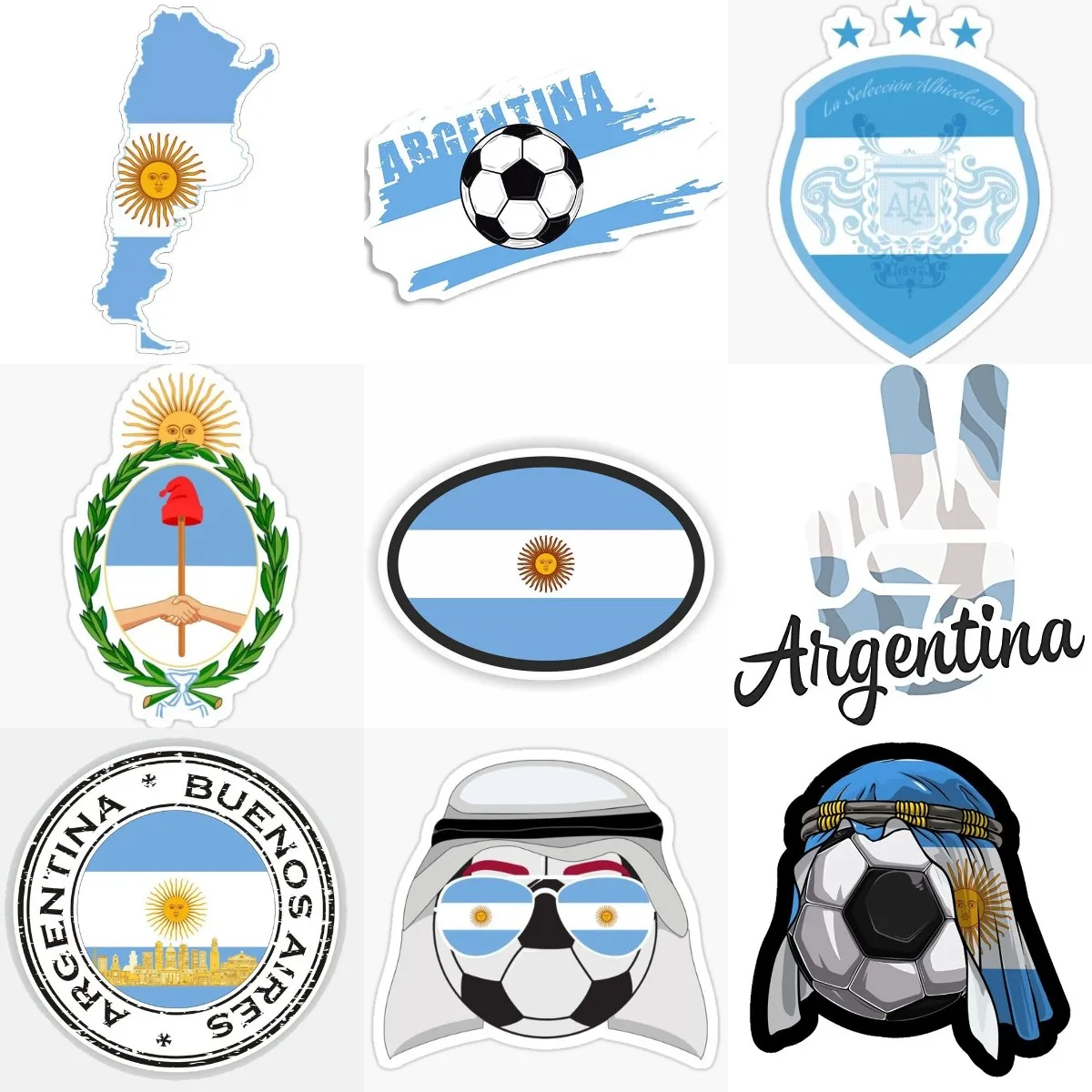 Autocollant en PVC de l'Emblème National de la Carte Argentine, Décorer la Voiture, Ordinateur Portable, Moto, Camping-car, Van, Vélo, Fenêtre