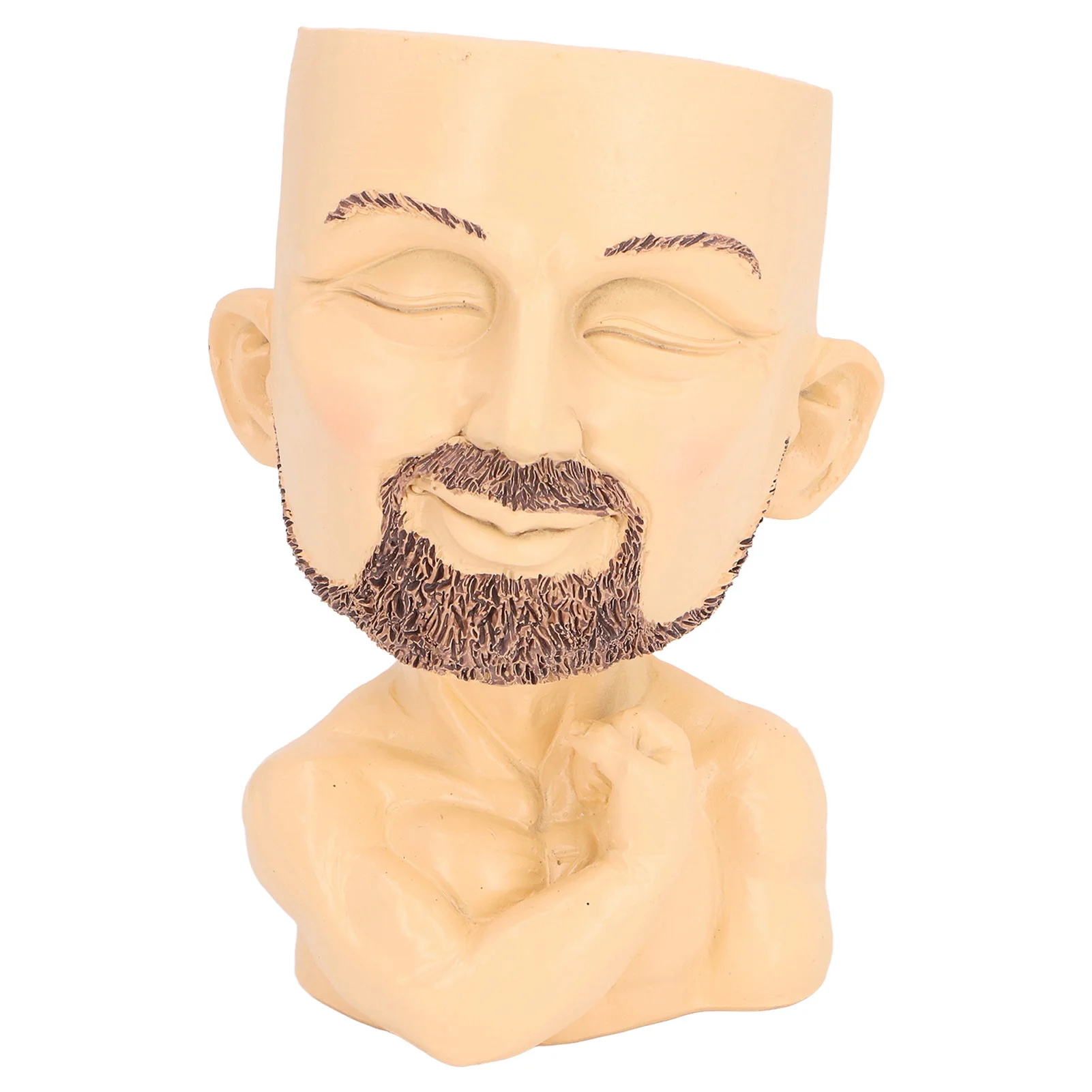 

Face Planter Pot with Drainage Hole Man Face Flower Pot Head Planter Muscular Man Flower Pot for Living Room Hallway Fleshcolor