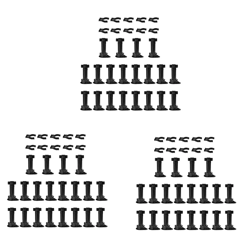 B23B 60Pcs Furniture Feet Adjustable Cupboard Foot Leg Unit Cabinet Legs With Kick Board Clips For Kitchen Bathroom Cabinet