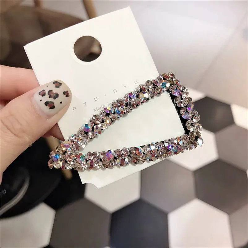 New Shiny Rhinestone Elegant Colour BB Hair Clips Women Girl Crystal Hairpin Headdress Fashion Barrettes Hair Accessories Gift