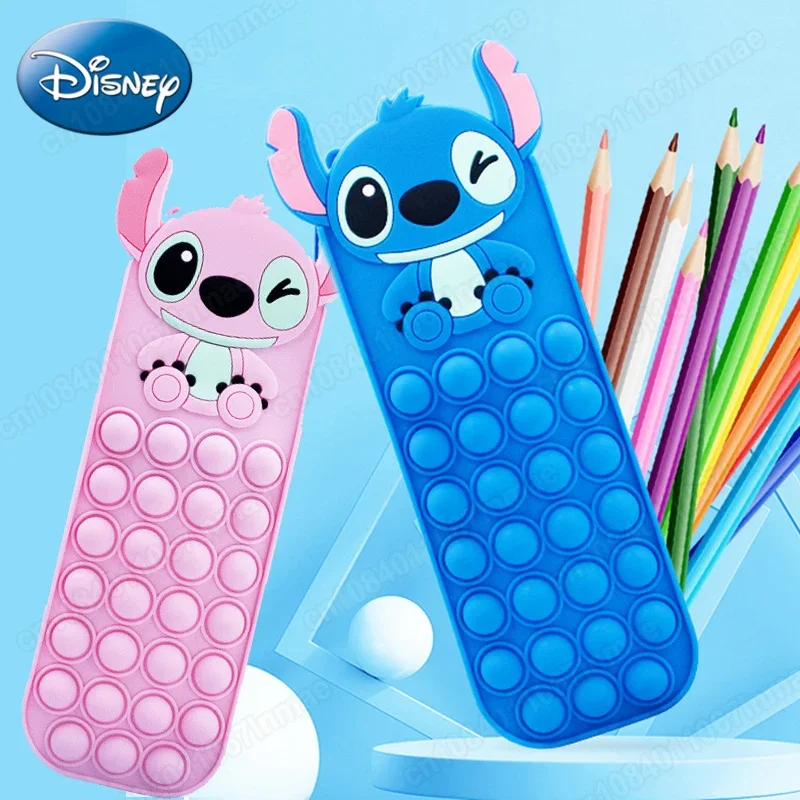 

Disney Anime Lilo & Stitch Silicone Pen Case Kawaii Stitch Stress Relief Toy Student Stationery Accessories Storage Box Gift