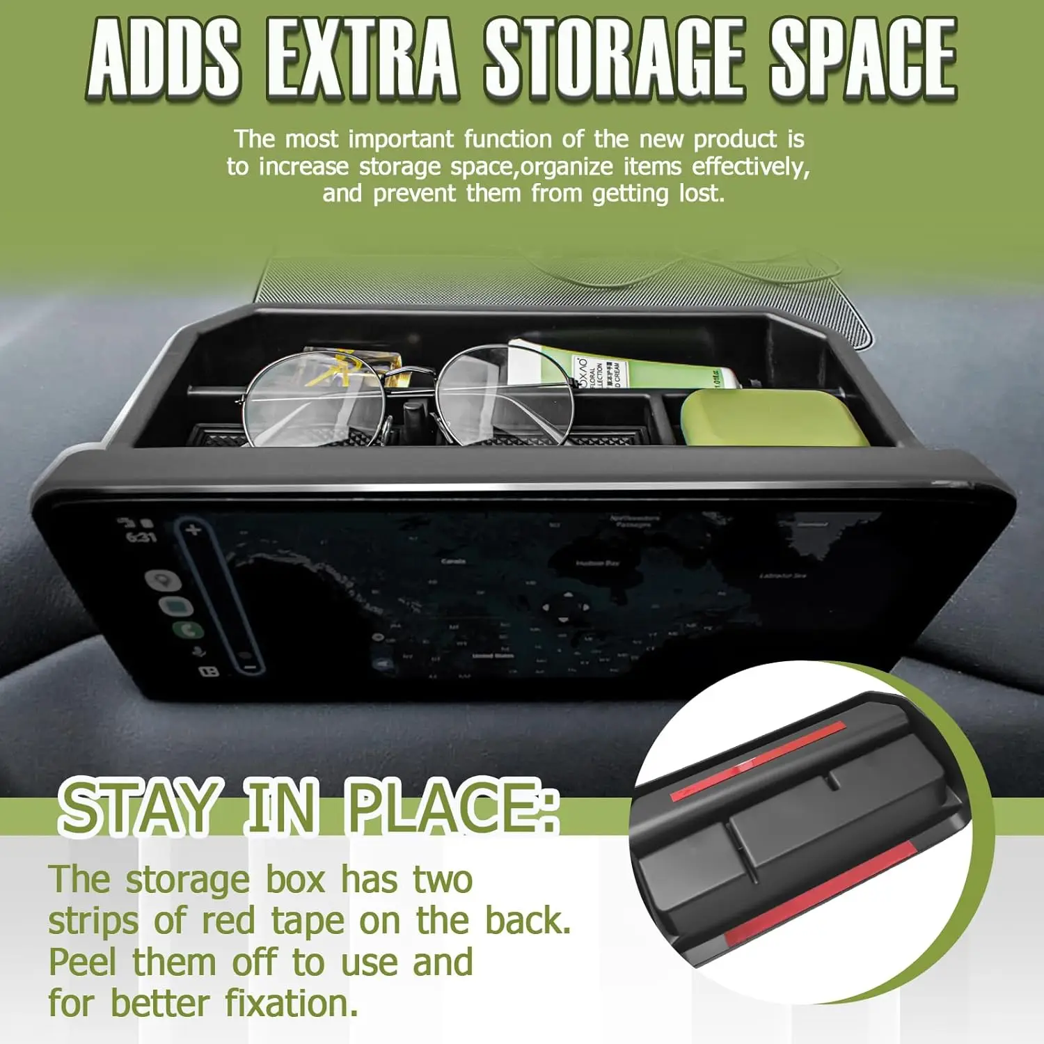 

RUNROAD Dash Storage Box for Mazda CX-5 2025 2024 2023 2022 Interior Dashboard Organizer Behind Screen Insert Tray Holder, Black
