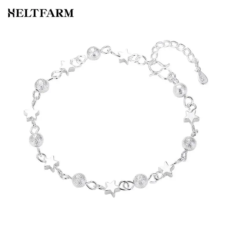 1pcs Silver Fresh Star Bracelets For Fashion Charm Bracelet Birthday Party Gift Women Personality Round Bead Bracelet Korean