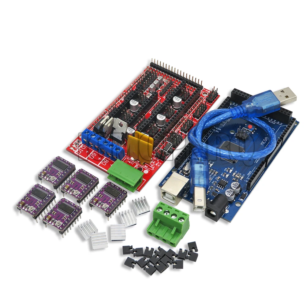 MEGA 2560 R3 CH340+1pcs RAMPS 1.4 Controller+5pcs A4988/DRV8825 Stepper Driver Module+1pcs 12864 Controller For 3D Printer Kit