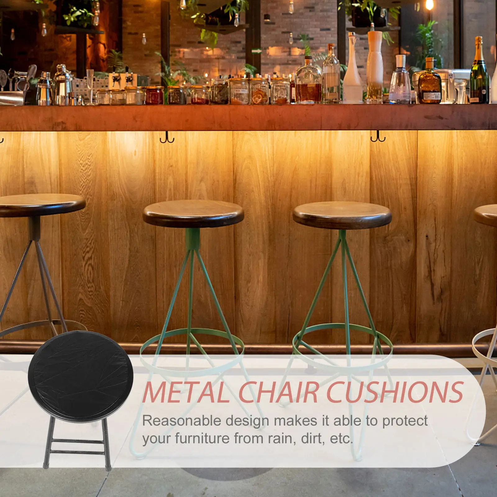 Round Stool Cover Stretchable Elastic PU Bar Stool Seat Protector Waterproof Chair Cover for Hotel Bar Party Wedding Wedding