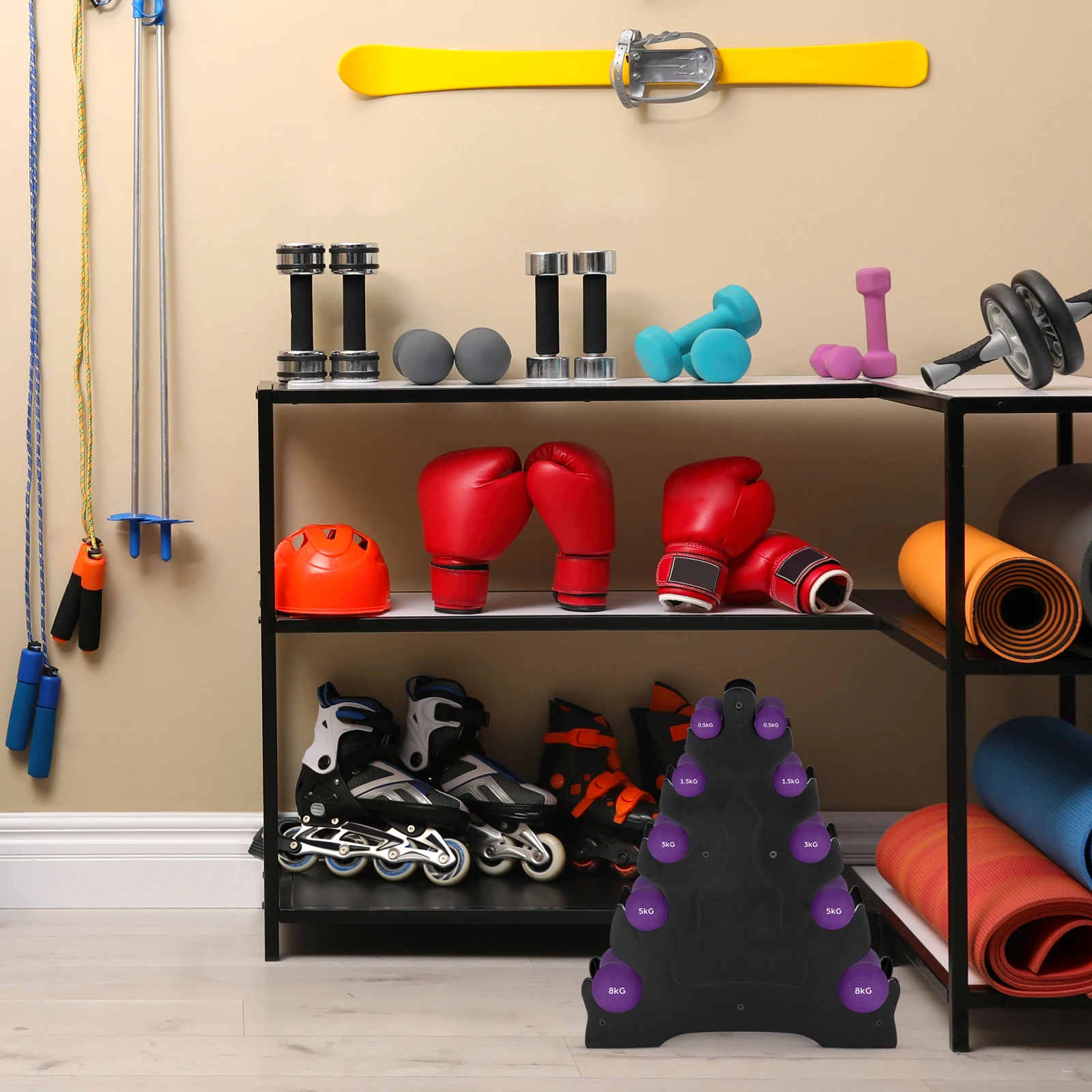 

1Pcs Dumbbell Bracket Creative Leaf Design Stable Triangular Dumbbell Storage Rack Fitness Equipment Organizer