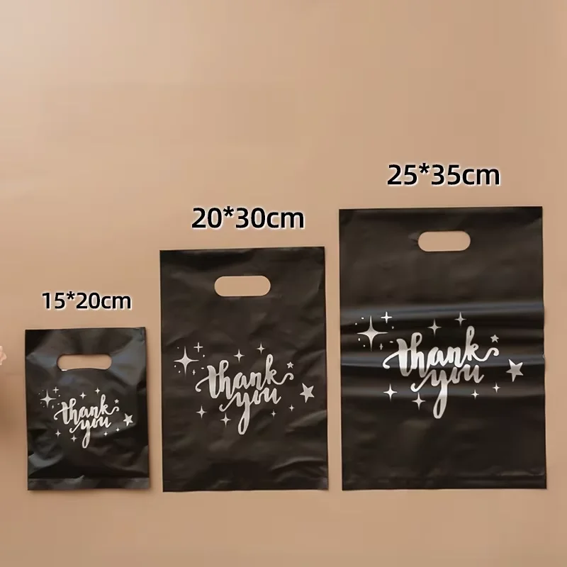 100Pcs Star Printed Thank You Gift Bags Wedding Birthday Guest Gift Wrap Plastic Shop Bags Small Business Candy Store Packaging view 6