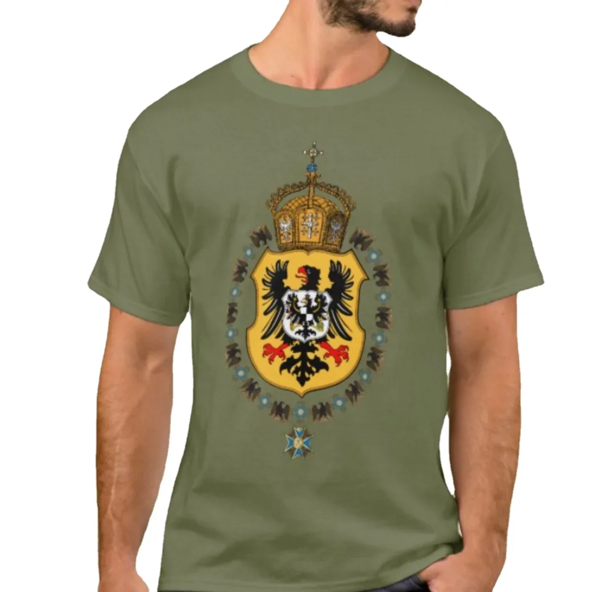 

German Empire Coat of Arms Eagle Badge T-Shirt 100% Cotton O-Neck Short Sleeve Summer Casual Mens T-shirt Streetwear