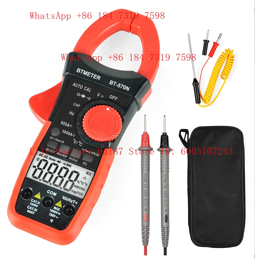 6000 Digits Auto Cal Clamp Multimeter - AC/DC Voltage Current Resistance with 1000A Capacity , -20 - 10000 ℃ ,  BT-570N