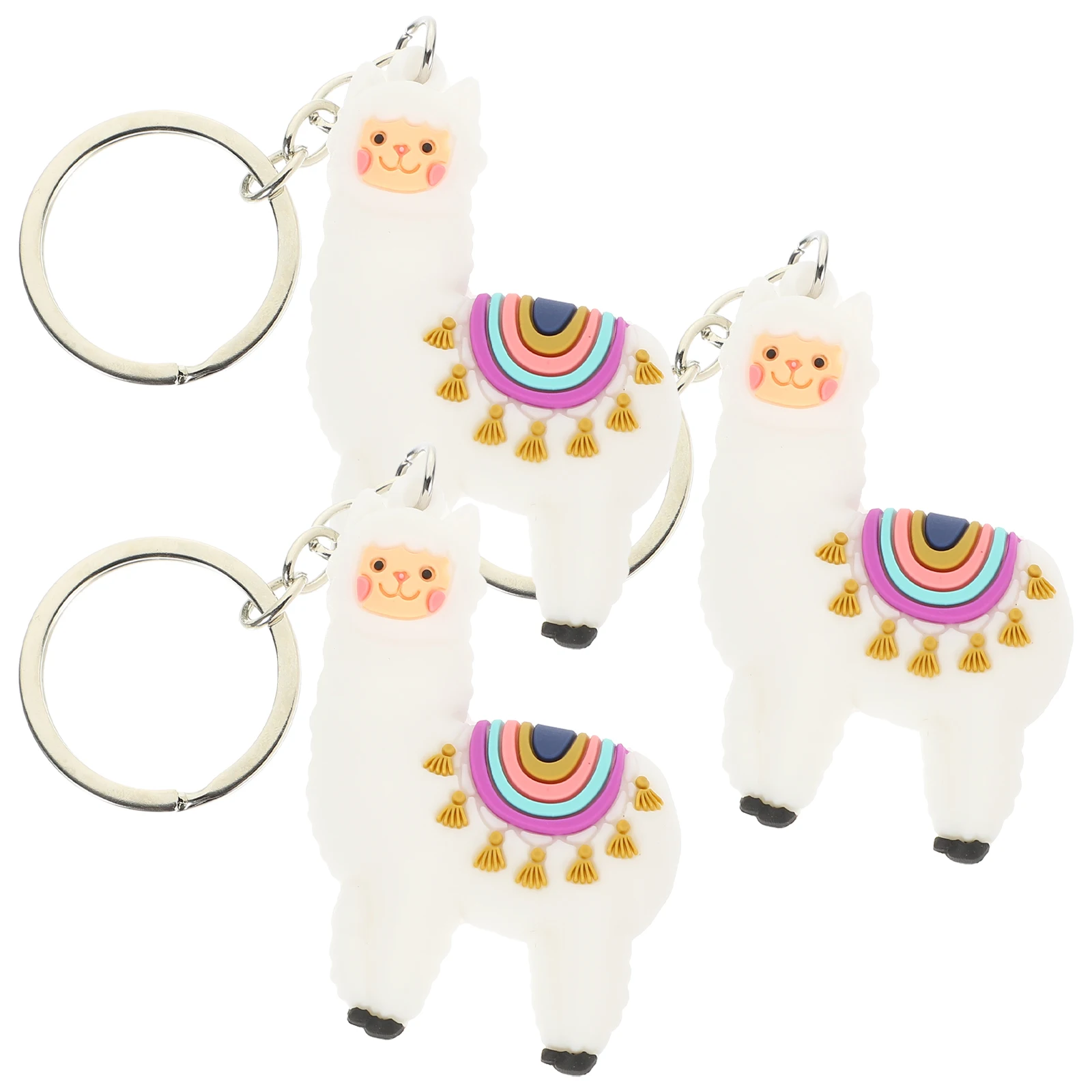 3pcs Alpaca Keychain White Cartoon Animal Hanging Key Ring Pendant for Women Bag Decor Luxury DIY Charm Party Gifts