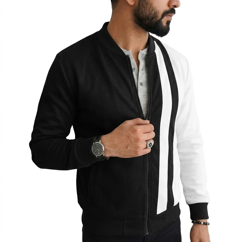 Neue Herren Colorblock Bomberjacke Langarm Vollreißverschluss Sweatshirts Lässige Sportliche Leichte Oberbekleidung Mantel Streetwear Oberteile – Detail 7