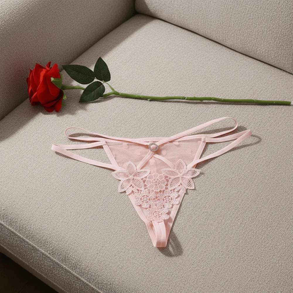Breathable Low Waist Embroider - Thong Bikini Women 评论和价格