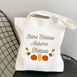 Shopper Gilmore Girl Hollow Autumn Festival Printed Tote Bag Women Harajuku Shopper Handbag Shoulder Shopping Bag Canvas Bag