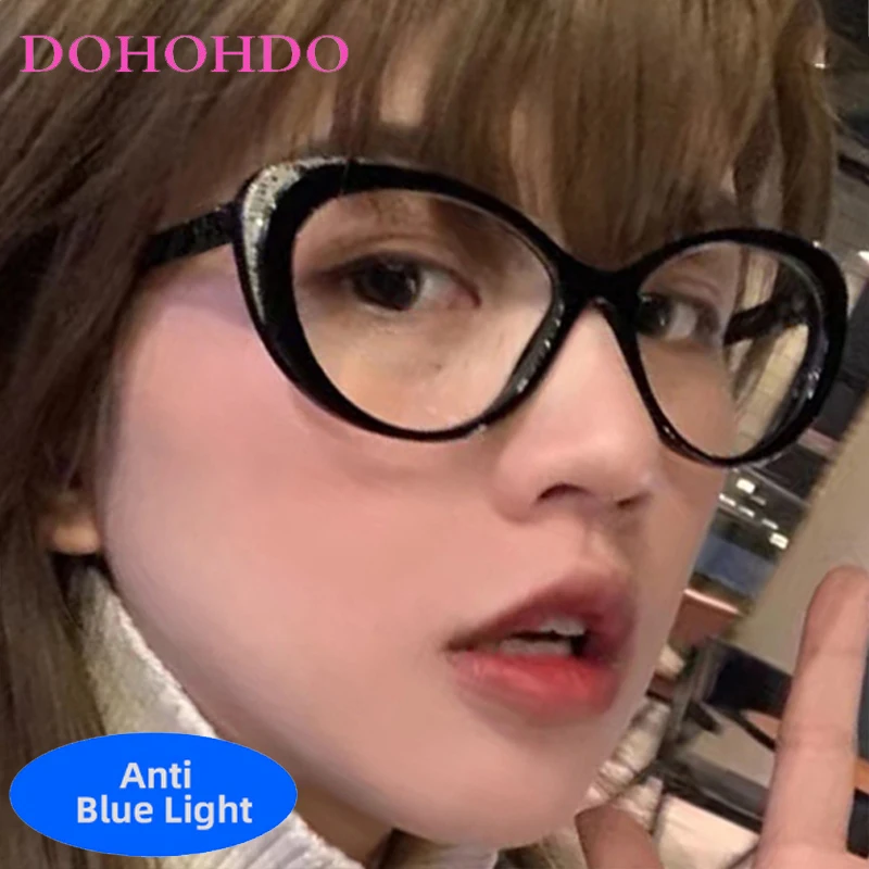 

New Trendy Fashion Brand Designer Cat Eye Blue Light Blocking Glasses Women Men Reading Optical Spectacle Protection Eyeglasses