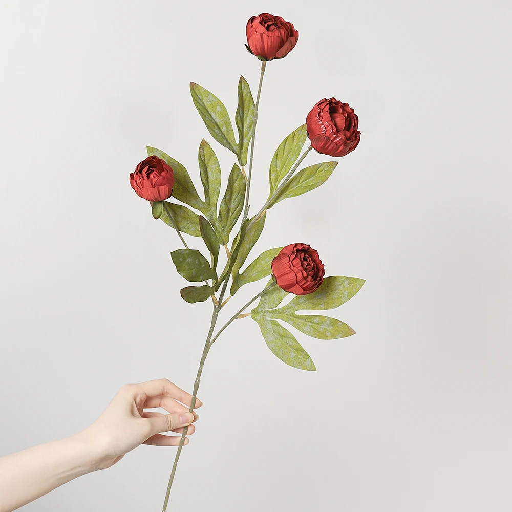 1 Stück Künstliche Pfingstrosen-Blumensträuße aus Seide für Heim-Dekoration, Party, Hochzeit, Braut-Dekoration, DIY-Vasen-Zubehör – Detail 8