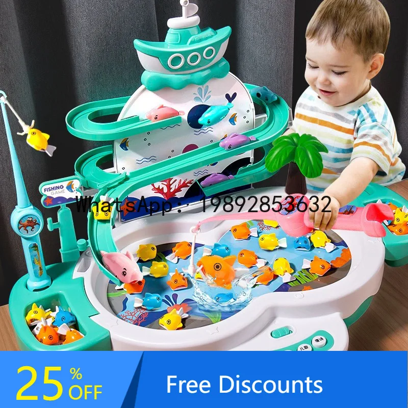 Children's Electric Fishing Toy Multi-Functional Track Magnetic Levitation Music Baby Interactive Fishing Table