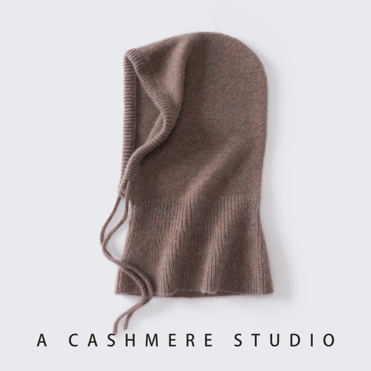 100%Top Cashmere Hats for Women Winter Outdoor Speckled Yarn Knitted Balaclava Cap Neck Collar Soft Warm Beanies Hooded Scarf
