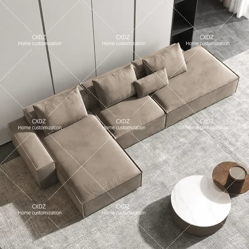 Modern Minimalist Fabric Sofa with Solid Wood Frame Square Design for Small Apartment Living Room Matte Finish Comfortable