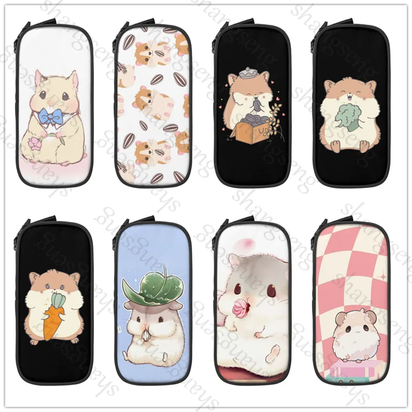 

Pencil case large capacity Pen case stationery storage bag student learning supplies gift Cartoon Hamster Print