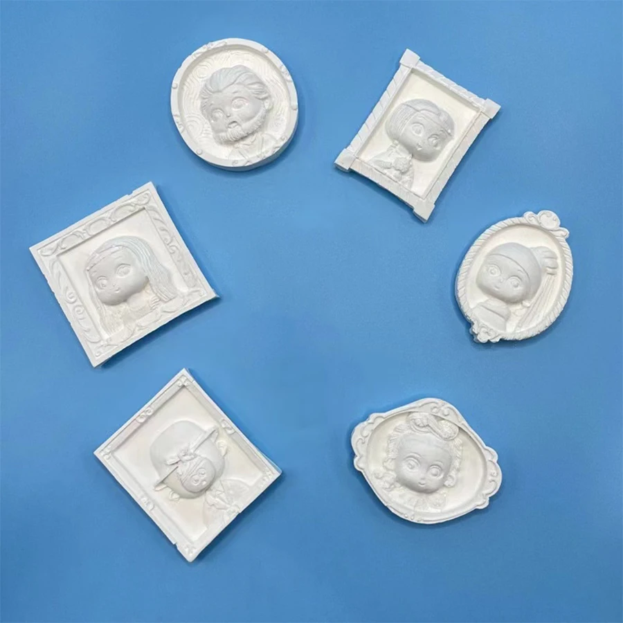 6pcs 크리 에이 티브 유명한 그림 시리즈 석고 인형 손 DIY 페인트 자기 냉장고 스티커 페인트 낙서 냉장고 p