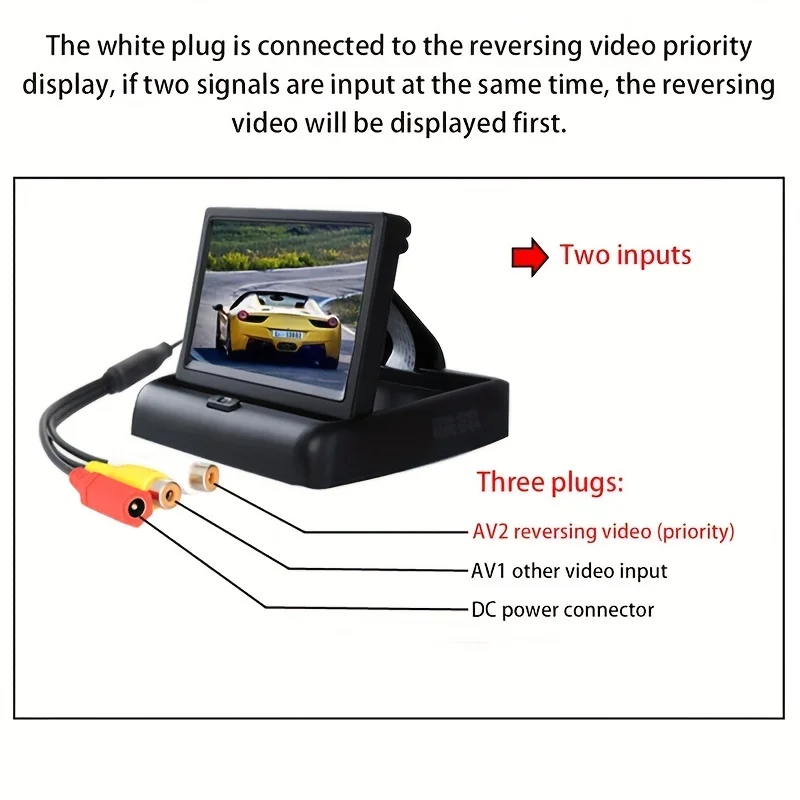 1pc Car Auto Foldable Monitor, 4.3in Rear View Monitor TFT LCD Backup Camera Monitor For Mini TV For Car Video Player