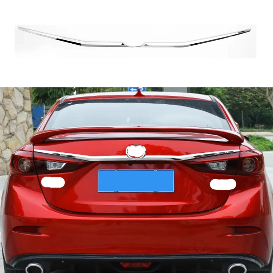 Fit For Mazda 3 Axela Sedan 4dr 2014 2015 2016 2017 2018 Car Rear Trunk Door Strips Styling Trim Bumper Cover Stickers 2Pcs ABS