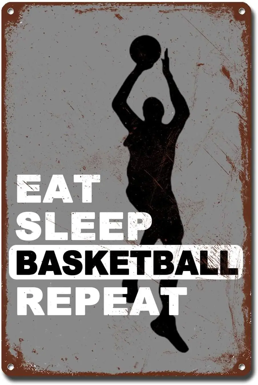 Metal Sign Tin Sign Vintage Wall Art Eat Sleep Basketball Repeat Sport Wall Art Ball Lover Sign Toilet Decor Tin Sign for G sign
