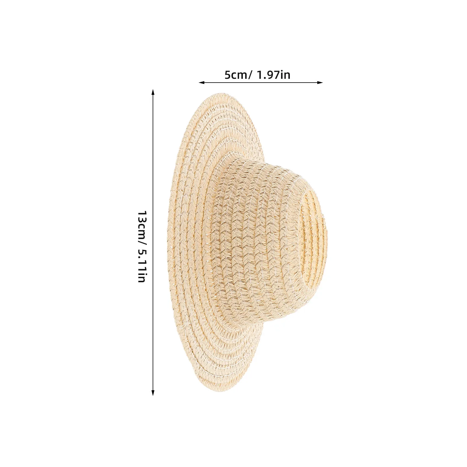 Mini Sombrero de Paja para Manualidades de Casa de Muñecas, 17 cm, Ligero, Tejido Calado, Accesorios para Fotos, Decoración de Verano