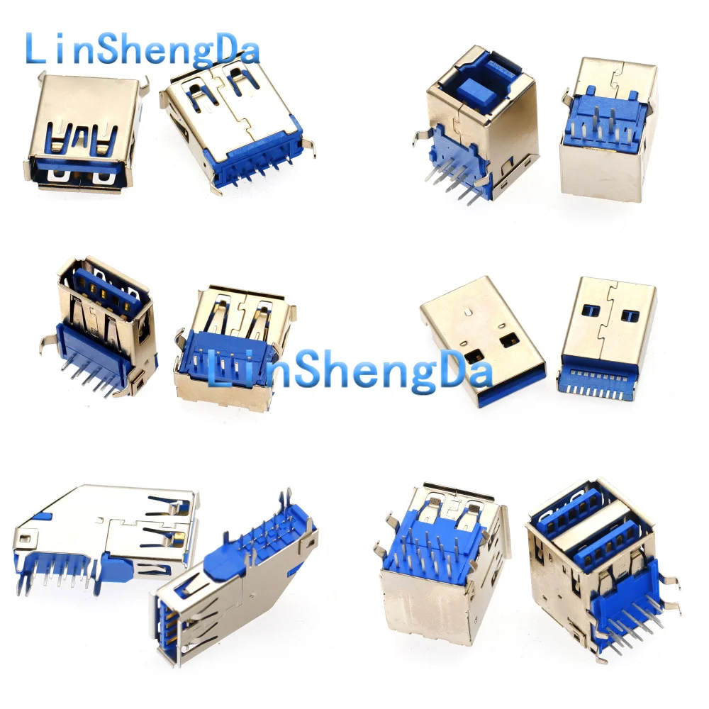 USB 3.0 AM/AF interface 90/180 ° female socket male head square port A type B patch plug socket connector