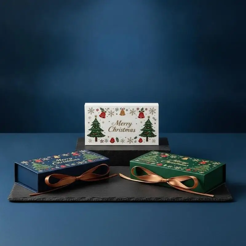 Christmas Tree Snowflake Christmas Gift Box Set 10Pcs With Ribbon Decorative Packaging Box For Holiday Party Wrapping Supplies