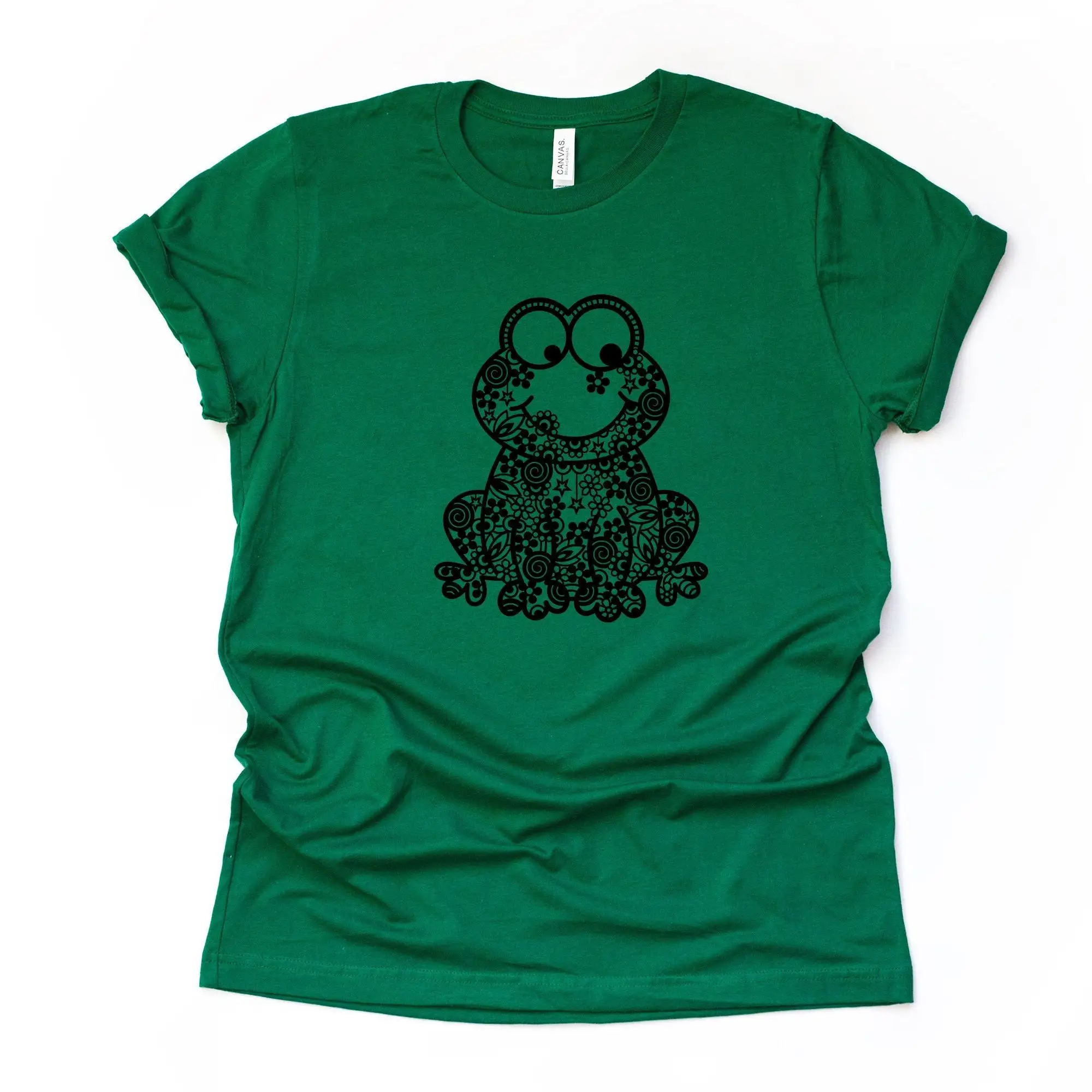 Frog T Shirt Mandala Super Cute Design On Premium Bella Canvas Unisex 3 Color Choices Plus Sizes Available