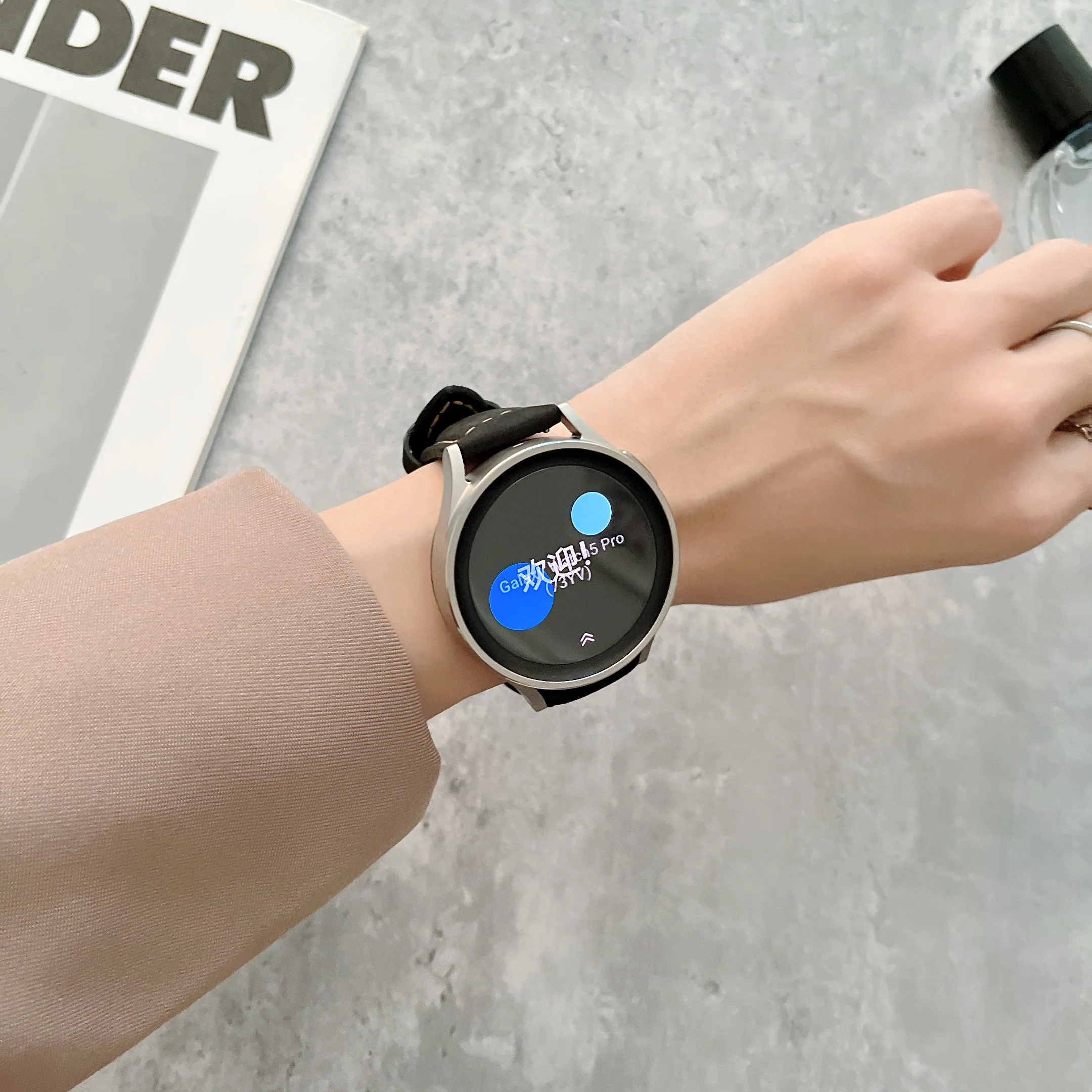 Pulseira de couro fosco para samsung galaxy watch 5 cinta 40mm/44mm e pulseira watch5pro